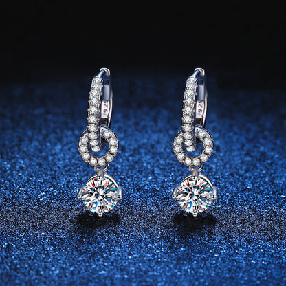 [Garvey]INTERLOCKING DOUBLE RING MOISSANITE DROP EARRINGS