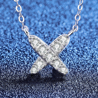 [Garvey]MODERN X-SHAPE PAVÉ MOISSANITE NECKLACE