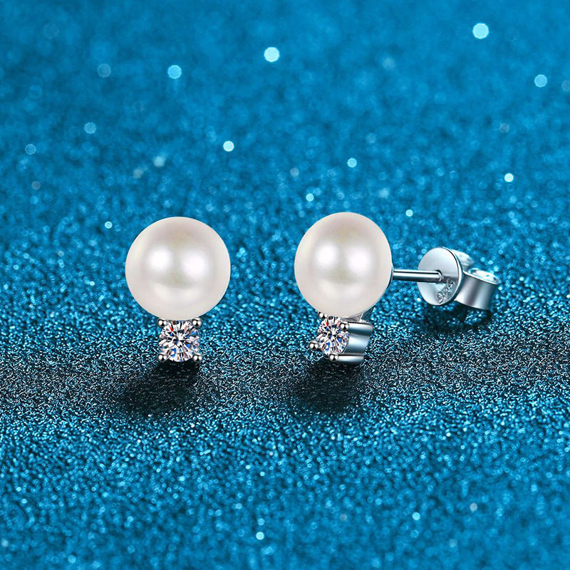[Garvey]ELEGANT NATURAL PEARL & MOISSANITE DROP EARRINGS