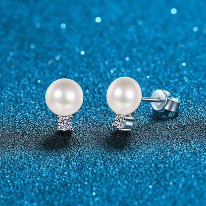 [Garvey]ELEGANT NATURAL PEARL & MOISSANITE DROP EARRINGS