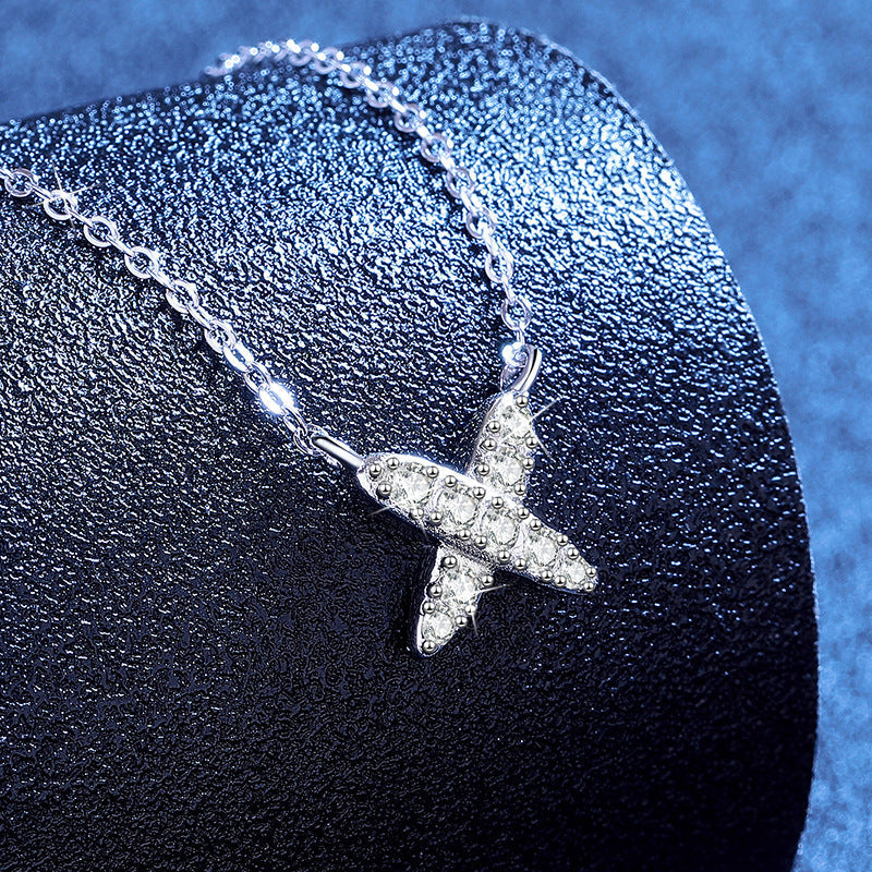 [Garvey]MODERN X-SHAPE PAVÉ MOISSANITE NECKLACE