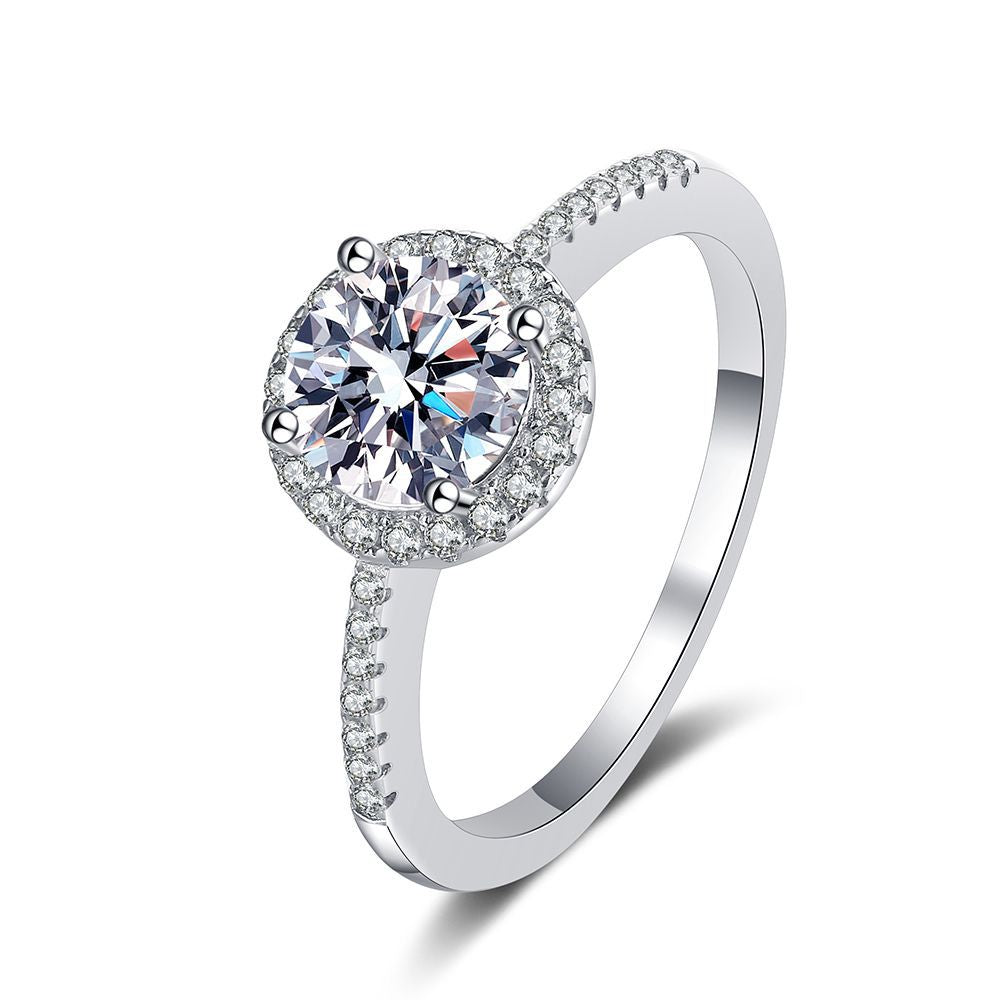 [Garvey]RADIANT ROUND HALO MOISSANITE ENGAGEMENT RING