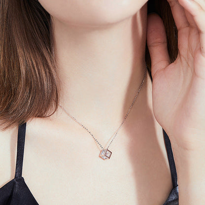 [Garvey]GEOMETRIC SUGAR-CUBE MOISSANITE NECKLACE