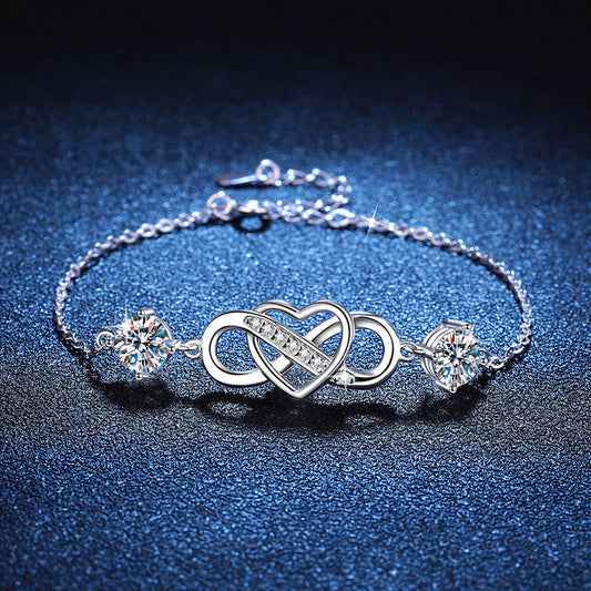 [Garvey]DOUBLE-STONE "LOVE LINK" MOISSANITE BRACELET