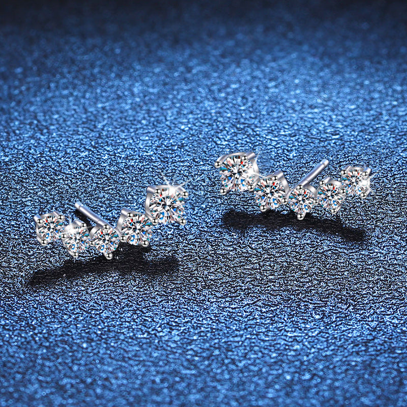 [Garvey]SPARKLING SMILE ARC MOISSANITE STUD EARRINGS