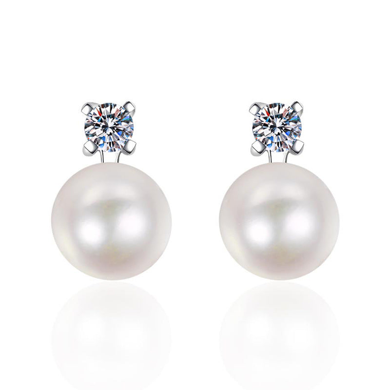 [Garvey]ELEGANT NATURAL PEARL & MOISSANITE DROP EARRINGS