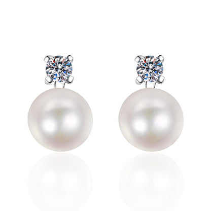[Garvey]ELEGANT NATURAL PEARL & MOISSANITE DROP EARRINGS