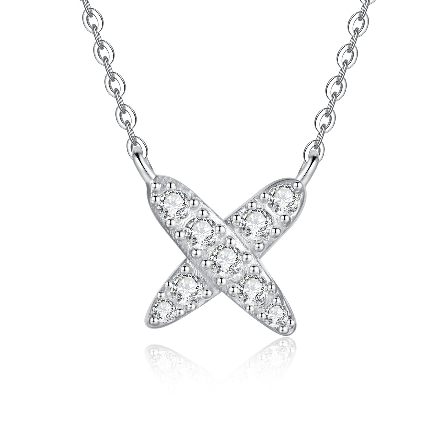 [Garvey]MODERN X-SHAPE PAVÉ MOISSANITE NECKLACE