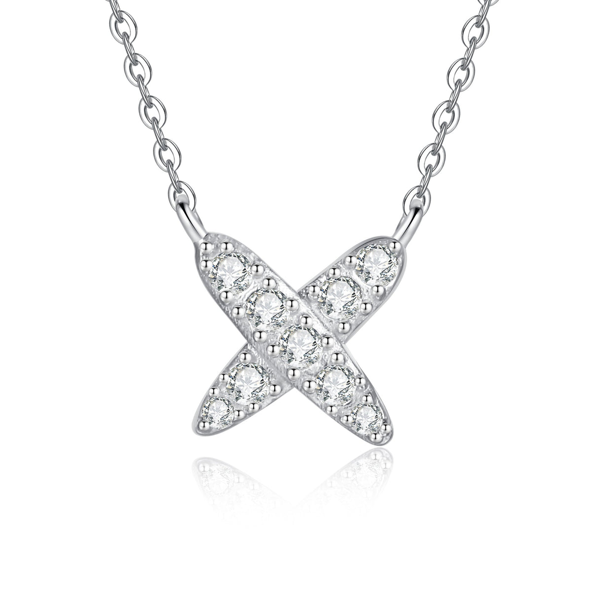 [Garvey]MODERN X-SHAPE PAVÉ MOISSANITE NECKLACE