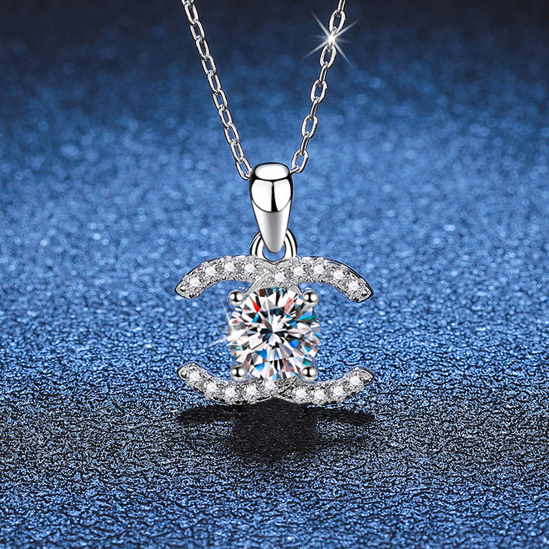 [Garvey]CLASSIC INTERLOCKING MOISSANITE PENDANT NECKLACE