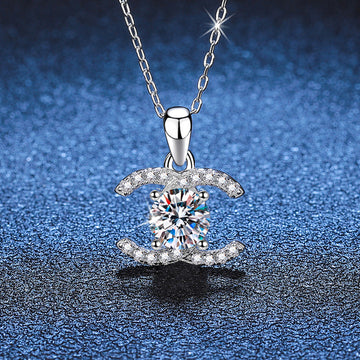 [Garvey]CLASSIC INTERLOCKING MOISSANITE PENDANT NECKLACE