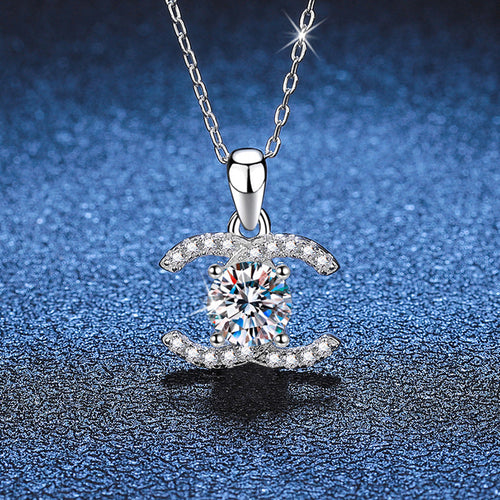 [Garvey]CLASSIC INTERLOCKING MOISSANITE PENDANT NECKLACE