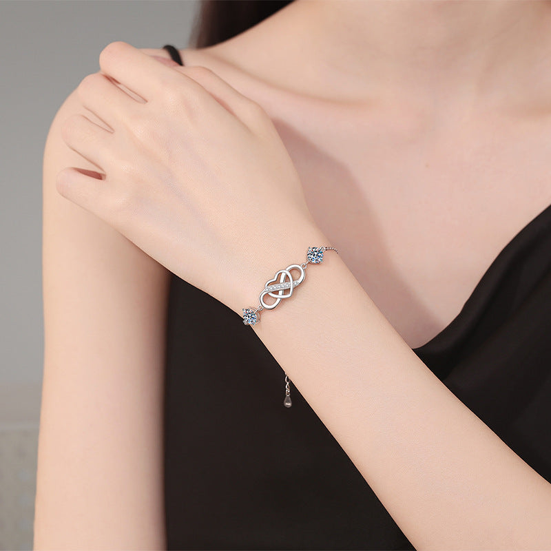 [Garvey]DOUBLE-STONE "LOVE LINK" MOISSANITE BRACELET