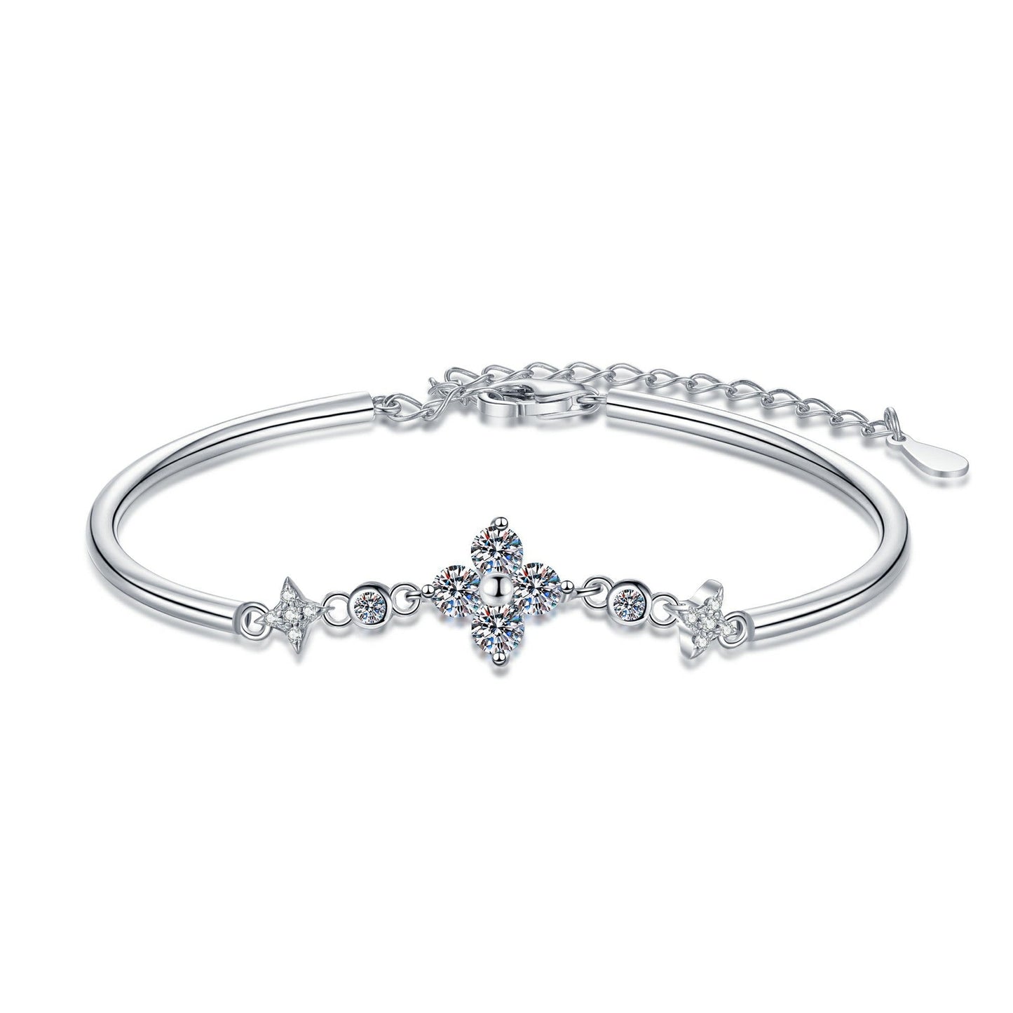 [Garvey]CLOVER & TWIN-STAR MOISSANITE BRACELET