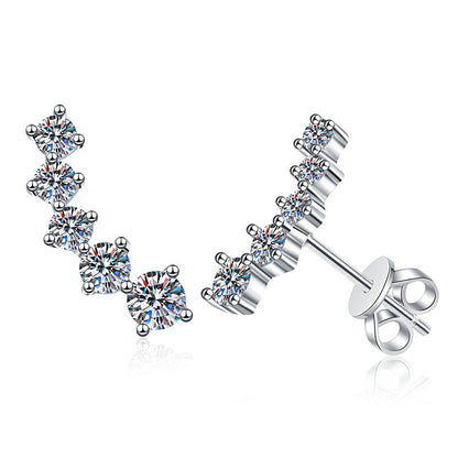 [Garvey]SPARKLING SMILE ARC MOISSANITE STUD EARRINGS