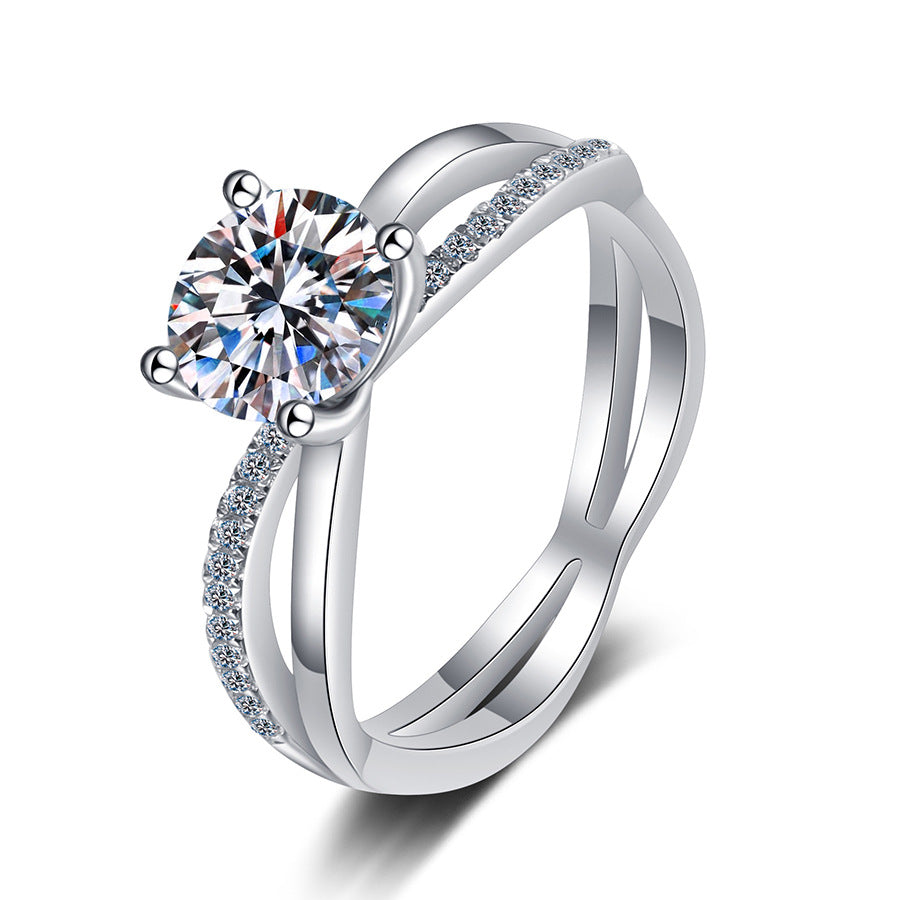 [Garvey]ELEGANT 4-PRONG CROSSOVER MOISSANITE ENGAGEMENT RING