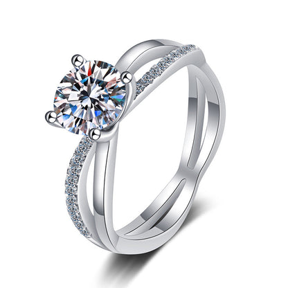 [Garvey]ELEGANT 4-PRONG CROSSOVER MOISSANITE ENGAGEMENT RING
