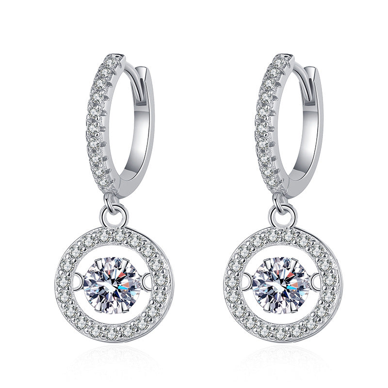 [Garvey]DANCING MOISSANITE HALO DROP HOOP EARRINGS
