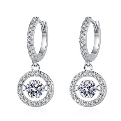 [Garvey]DANCING MOISSANITE HALO DROP HOOP EARRINGS