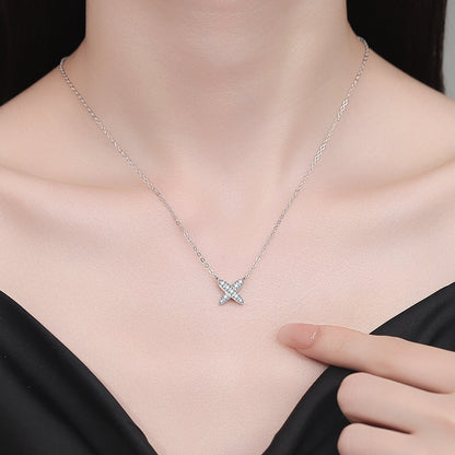 [Garvey]MODERN X-SHAPE PAVÉ MOISSANITE NECKLACE