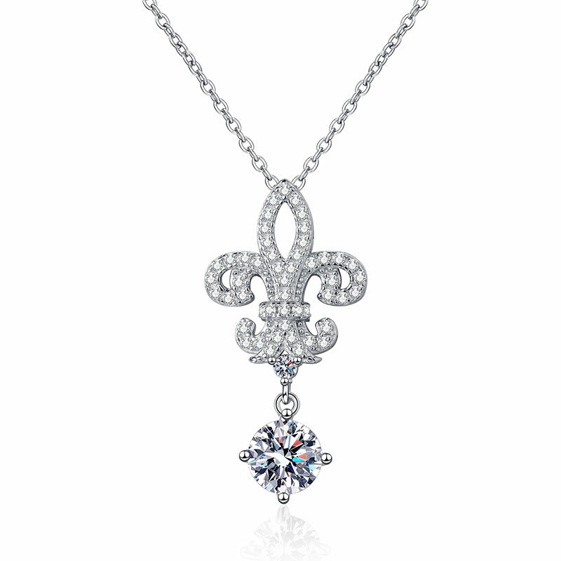 [Garvey]ROYAL FLEUR-DE-LIS MOISSANITE PENDANT NECKLACE