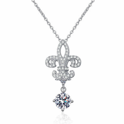 [Garvey]ROYAL FLEUR-DE-LIS MOISSANITE PENDANT NECKLACE