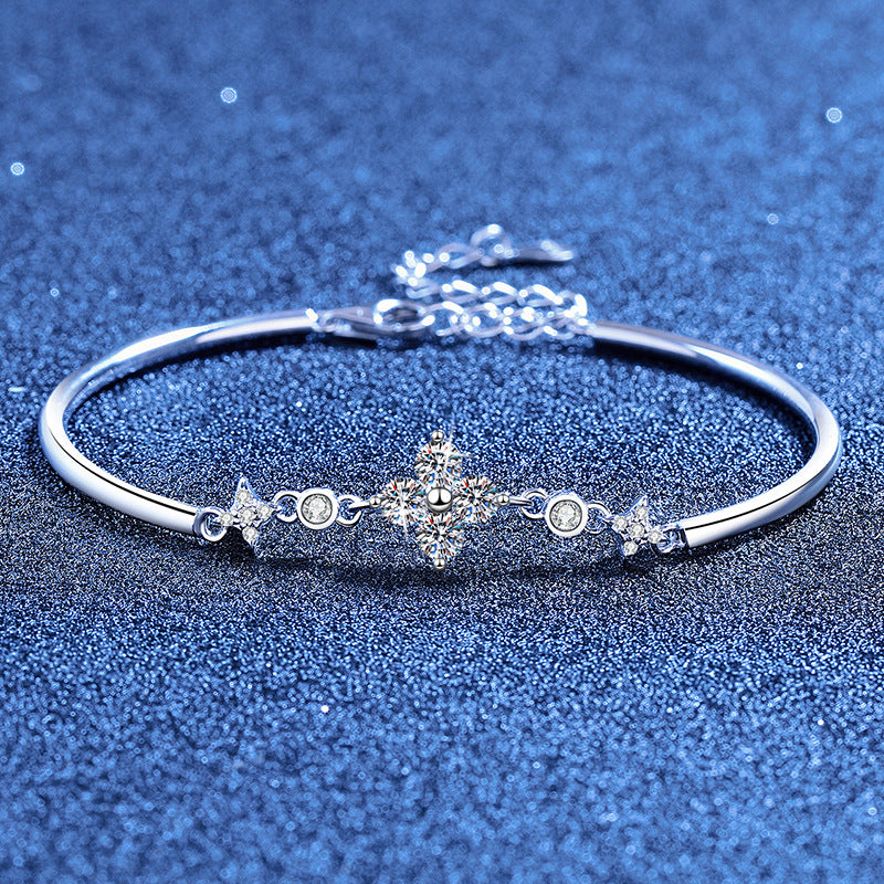 [Garvey]CLOVER & TWIN-STAR MOISSANITE BRACELET