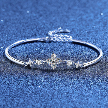 [Garvey]CLOVER & TWIN-STAR MOISSANITE BRACELET