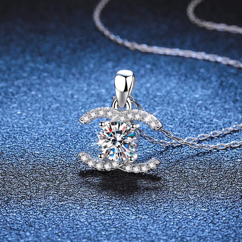 [Garvey]CLASSIC INTERLOCKING MOISSANITE PENDANT NECKLACE