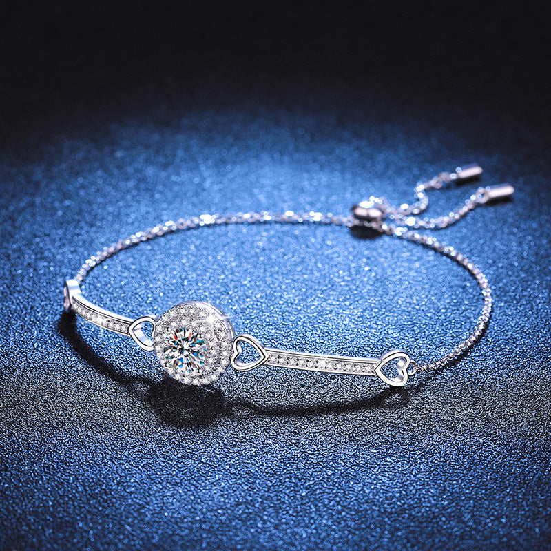 [Garvey]INTERLOCKING HEART & CIRCLE MOISSANITE BRACELET