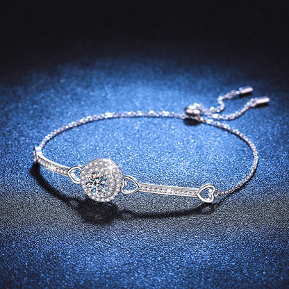 [Garvey]INTERLOCKING HEART & CIRCLE MOISSANITE BRACELET