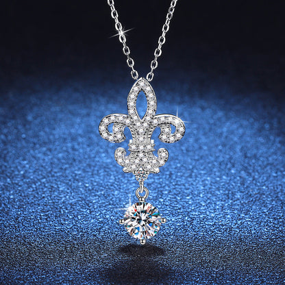 [Garvey]ROYAL FLEUR-DE-LIS MOISSANITE PENDANT NECKLACE