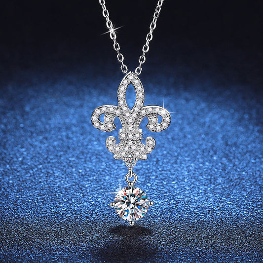 [Garvey]ROYAL FLEUR-DE-LIS MOISSANITE PENDANT NECKLACE