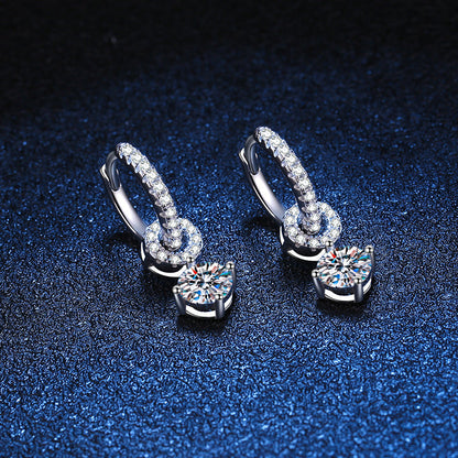 [Garvey]INTERLOCKING DOUBLE RING MOISSANITE DROP EARRINGS