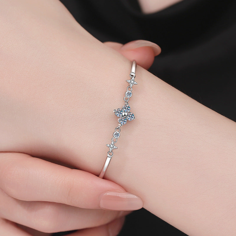 [Garvey]CLOVER & TWIN-STAR MOISSANITE BRACELET