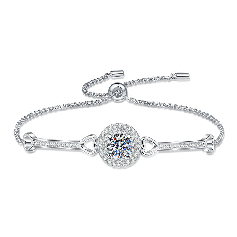 [Garvey]INTERLOCKING HEART & CIRCLE MOISSANITE BRACELET