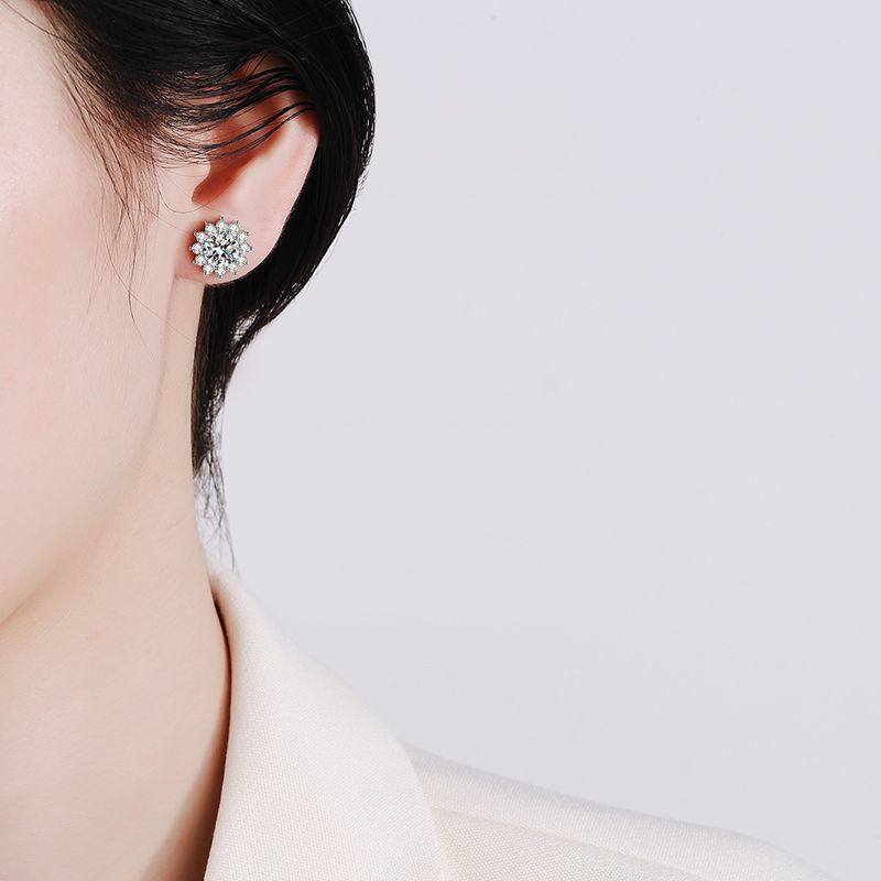 [Garvey]BLOOMING SUNFLOWER MOISSANITE STUD EARRINGS