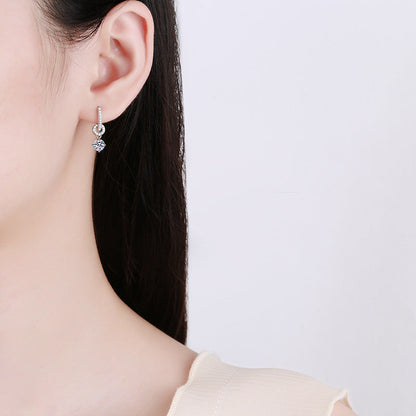 [Garvey]INTERLOCKING DOUBLE RING MOISSANITE DROP EARRINGS