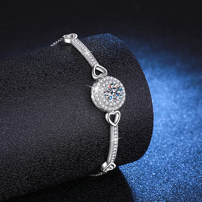 [Garvey]INTERLOCKING HEART & CIRCLE MOISSANITE BRACELET