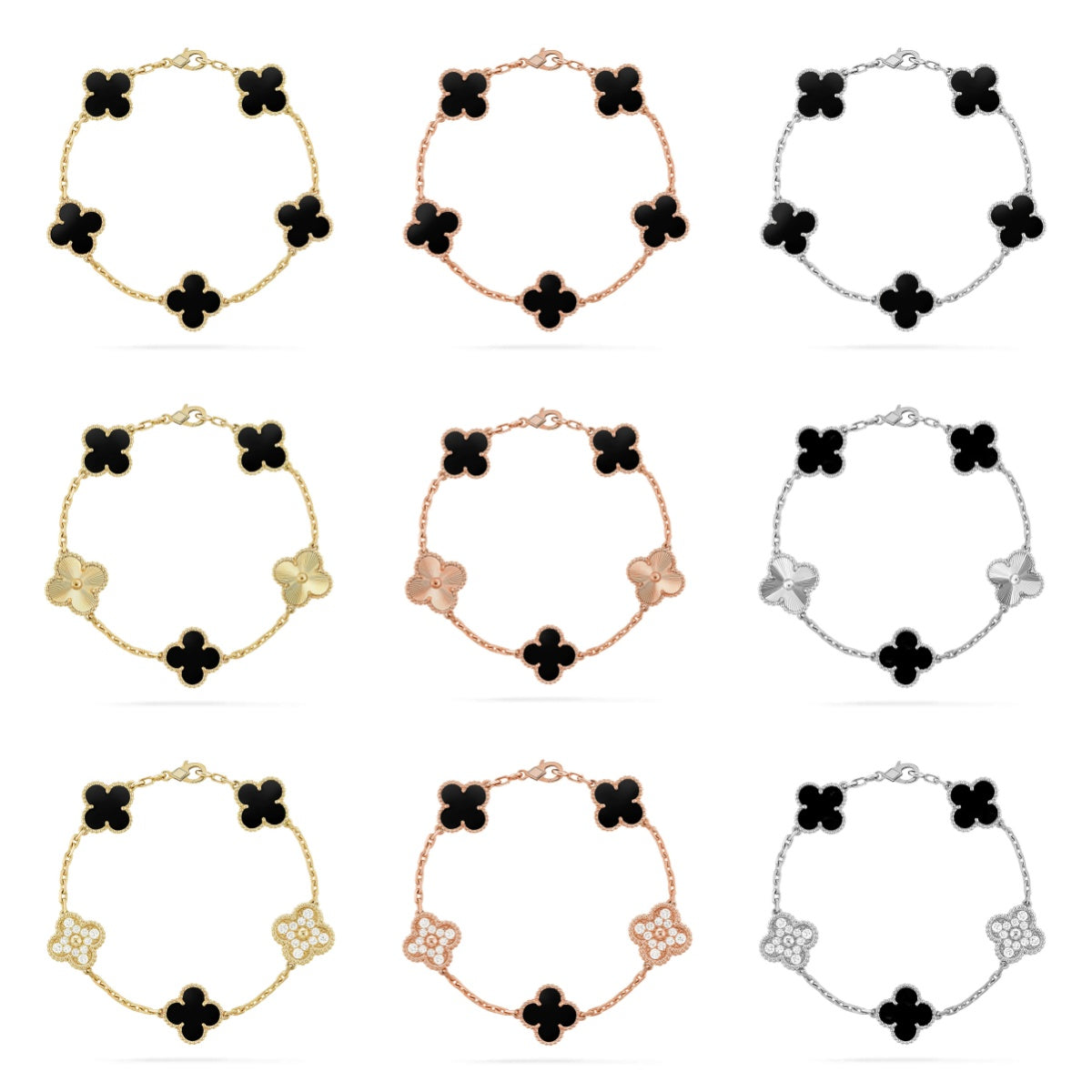 [Garvey ] CLOVER 5 MOTIF ONYXS BRACELET COLLECTION