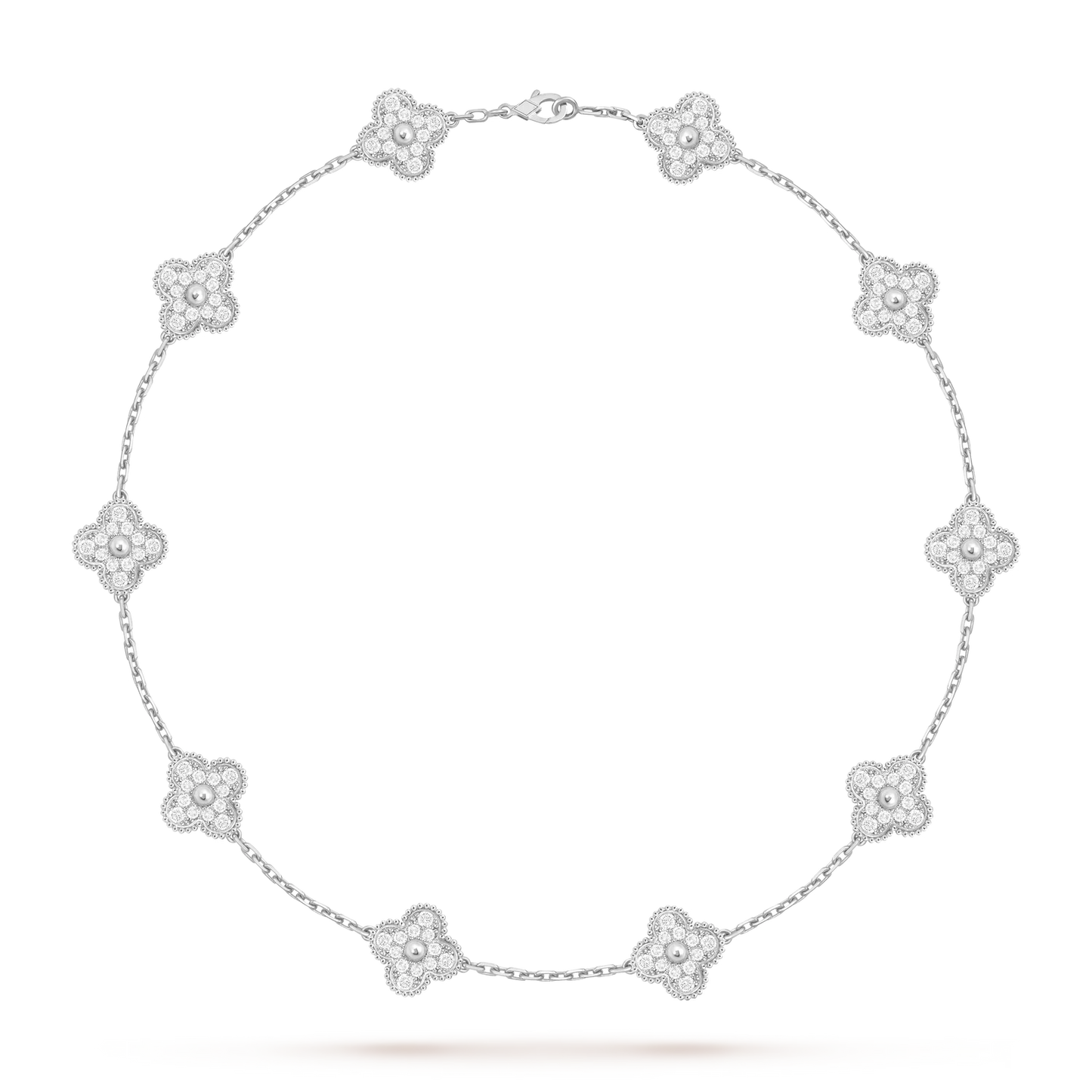 [Garvey]CLASSIC LUCKY 10-MOTIF CLOVER NECKLACE WHITE GOLD COLLECTION