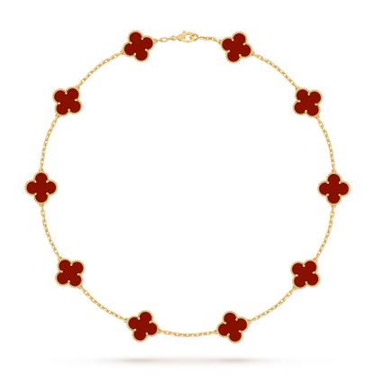 [Garvey]CLASSIC LUCKY 10-MOTIF CLOVER NECKLACE GOLD COLLECTION