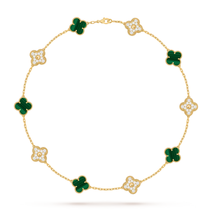 [Garvey]CLASSIC LUCKY 10-MOTIF CLOVER NECKLACE GOLD COLLECTION