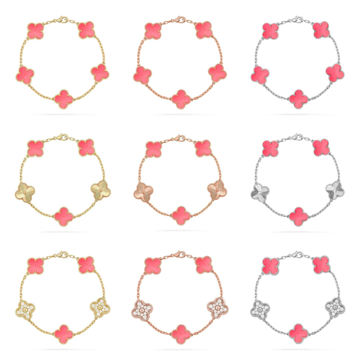 [Garvey ] CLOVER 5 MOTIFS  PINK MOP BRACELET COLLECTION