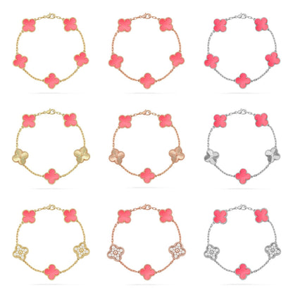 [Garvey ] CLOVER 5 MOTIFS  PINK MOP BRACELET COLLECTION