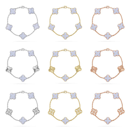 [Garvey ] CLOVER 5 MOTIF PURPLE CHALCEDONY BRACELET COLLECTION