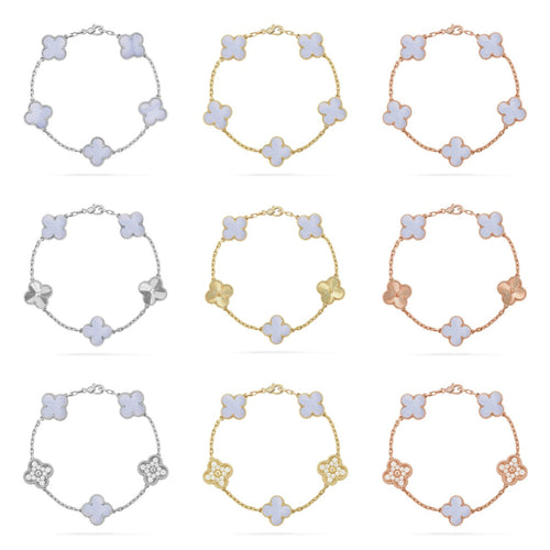 [Garvey ] CLOVER 5 MOTIF PURPLE CHALCEDONY BRACELET COLLECTION