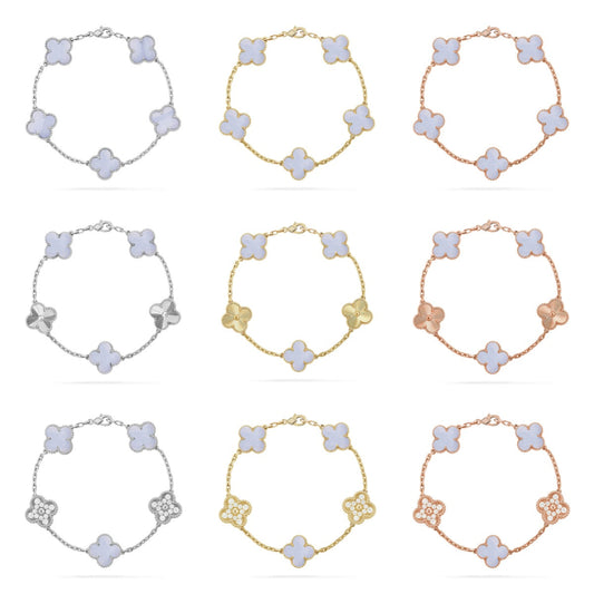 [Garvey ] CLOVER 5 MOTIF PURPLE CHALCEDONY BRACELET COLLECTION