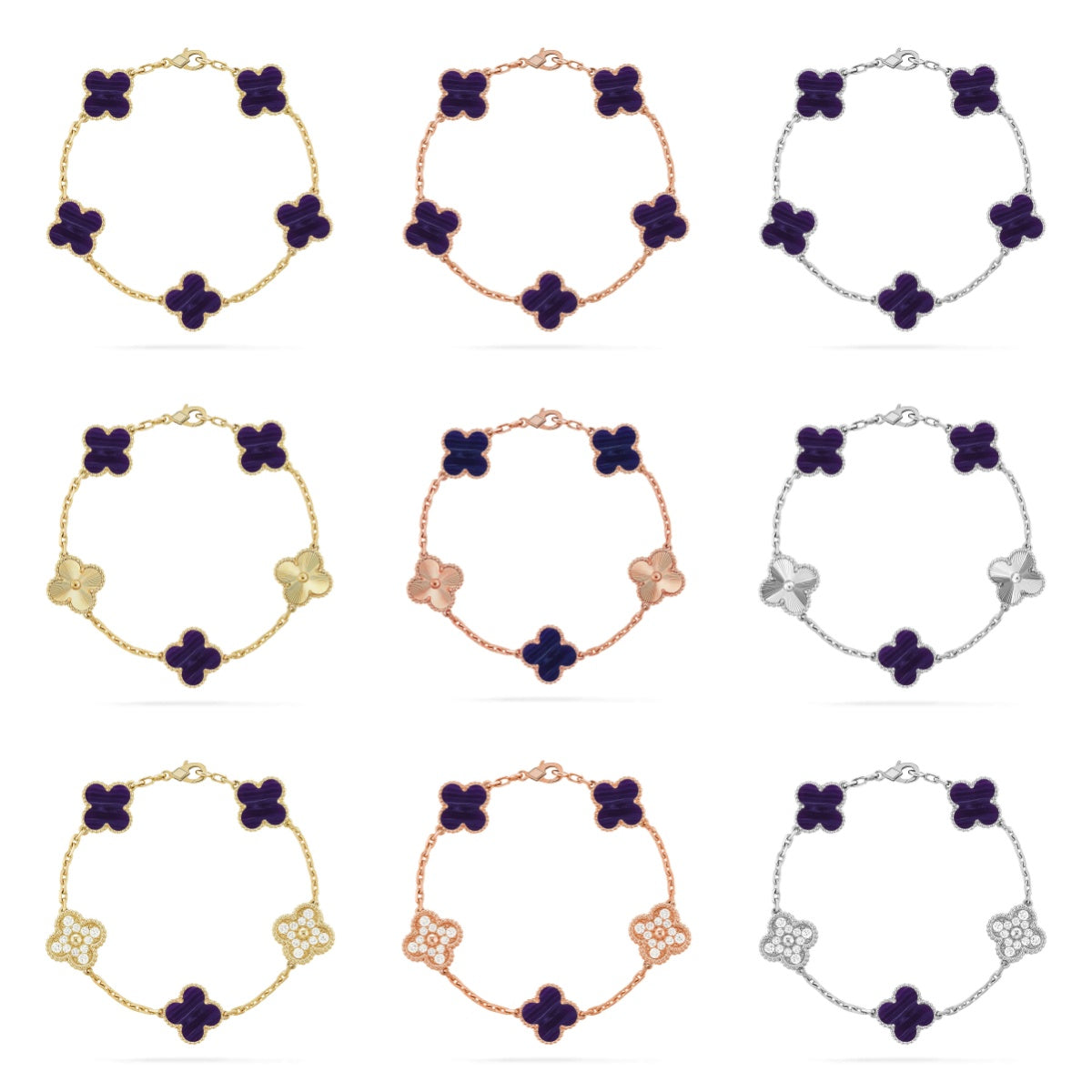 [Garvey ]CLOVER 5 MOTIF PURPLE STRIPES BRACELET COLLECTION