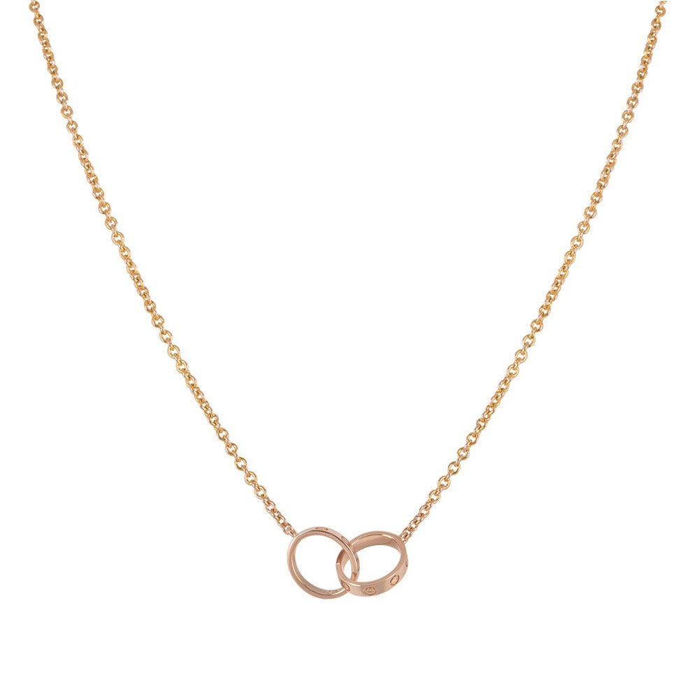 [Garvey ]LOVE NECKLACE DOUBLE RING PINK GOLD